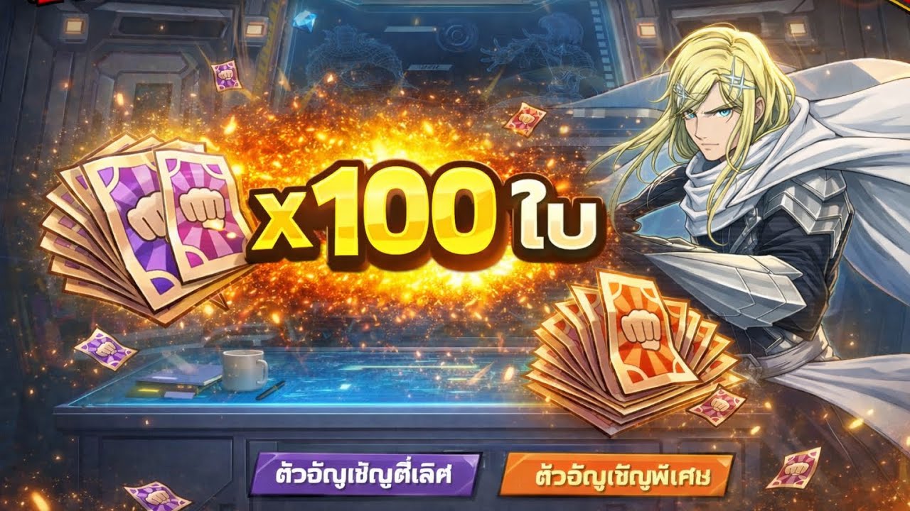 Sv.729 สุ่มตั๋วม่วง-ตั๋วแดง x100 ใบ ทองจนแสบตา | One Punch man : The Strongest 