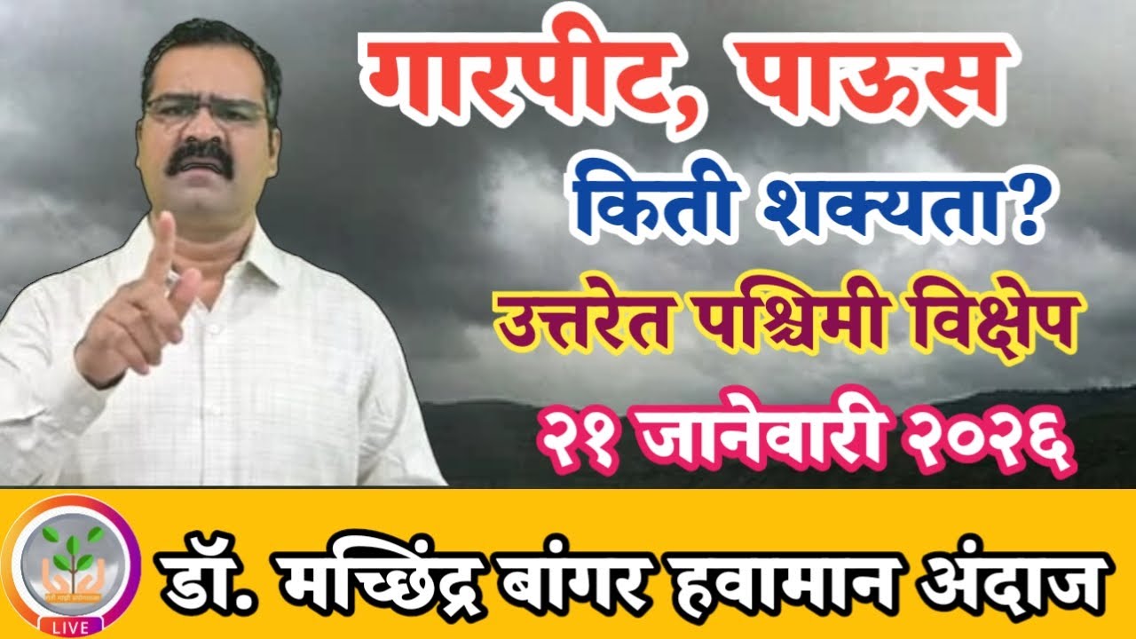 राज्यात गारपीट, पाऊस किती शक्यता? | उत्तरेत प्रभावी पश्चिमी विक्षेप येणार @MachhindraBangar 