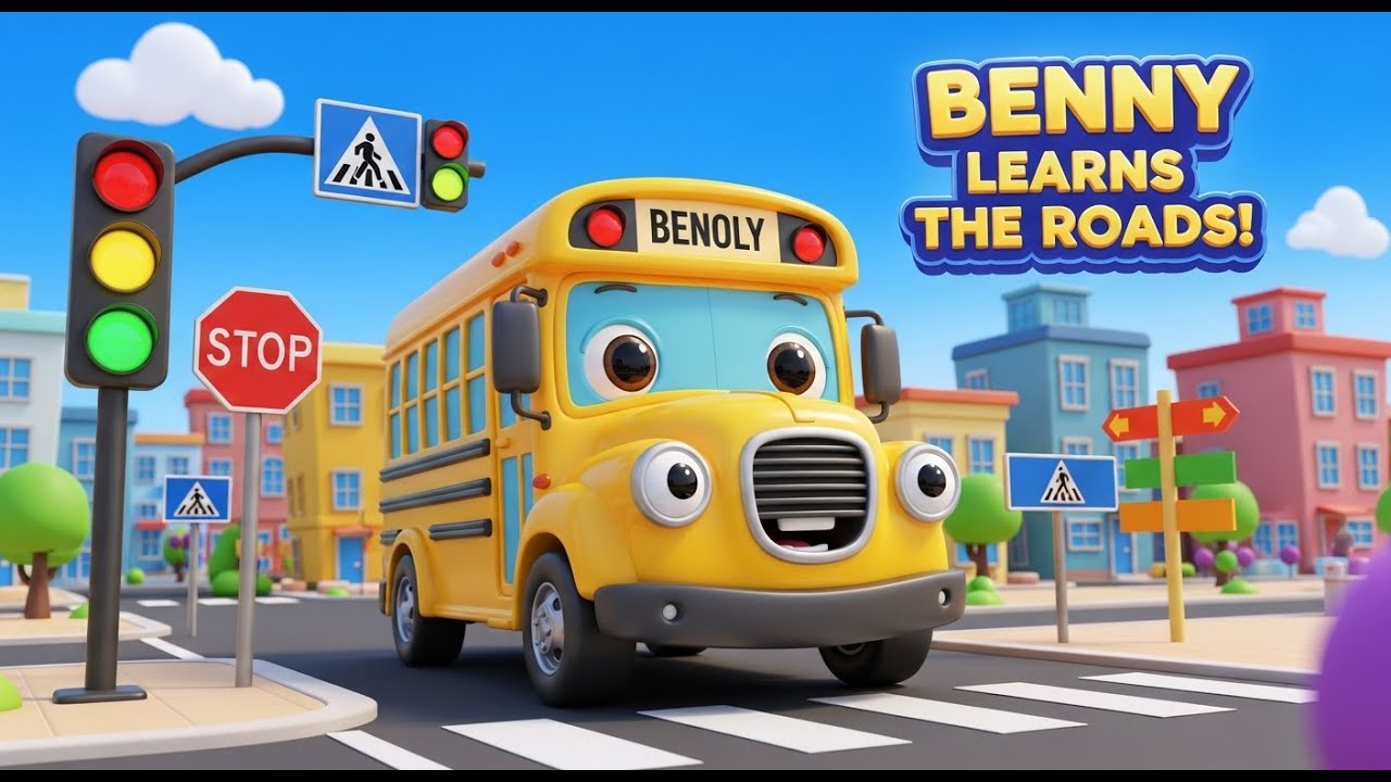 0125 🚦🚍 “Benny Learns the Roads – School Bus Story!”2