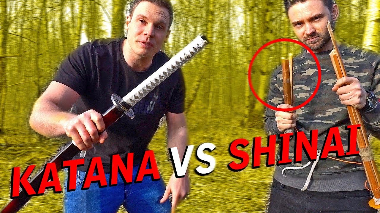 DerShogun Katana Schnitttest vs Shinai und 2 Sixpacks Wasserflaschen