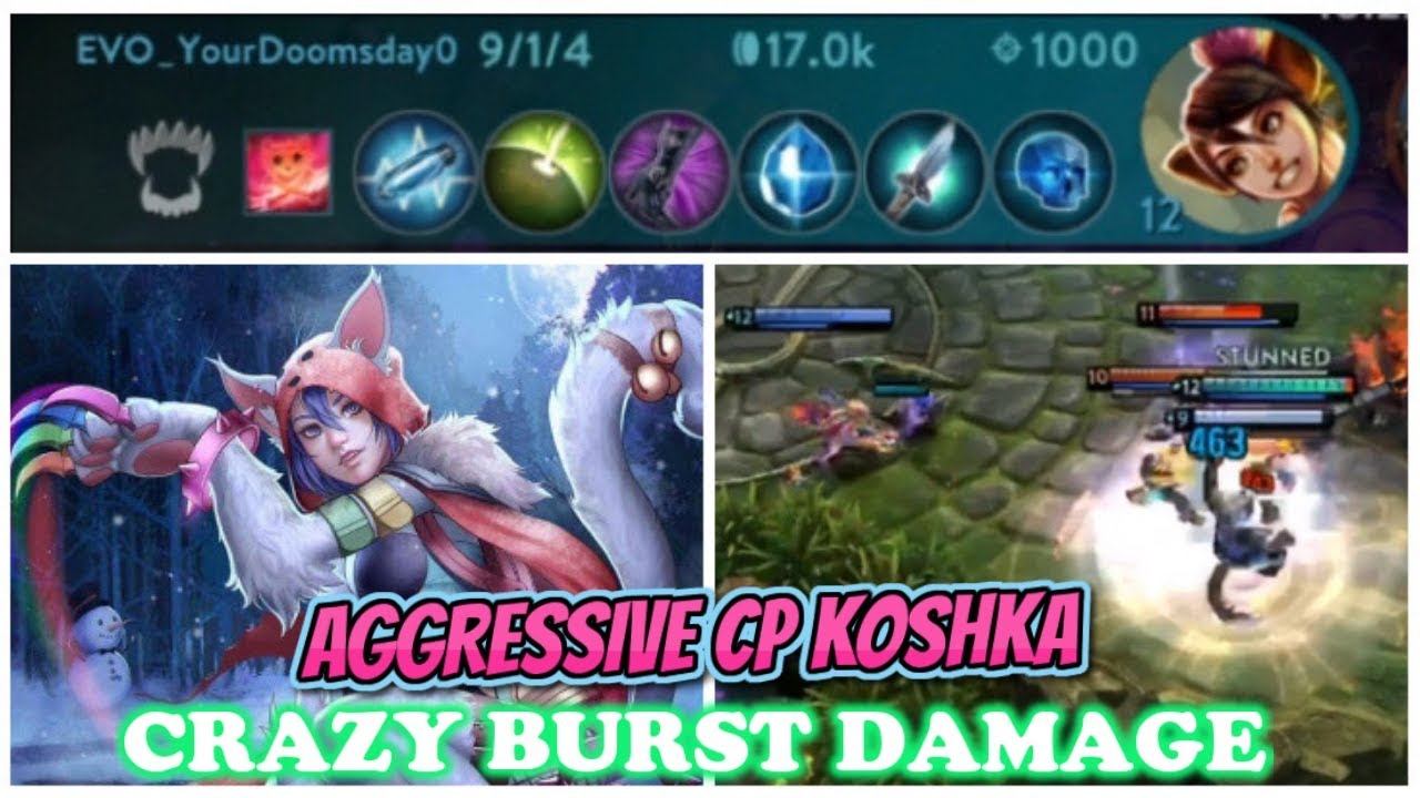 CRAZY AGGRESSIVE CP KOSHKA JUNGLE BURST DAMAGE 3V3 GAMEPLAY - VAINGLORY TIPS AND TRICKS