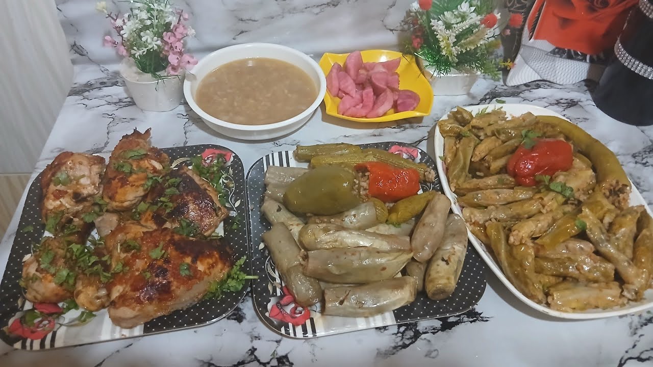 احلى محش كرنب وكوسة وبدنجان وفلفل وفراخ مشوية مع ماما فوفا 👌🩷🌸