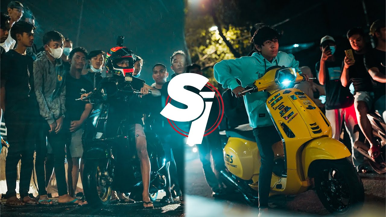 21+ Drag Vespa [POV 360] Vespa 68 VS 66.  M Dhiba Melaju Dengan Style NIGHT RIDE!