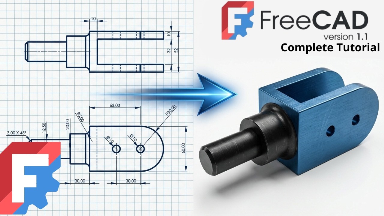 FreeCAD — Полный пошаговый учебник для начинающих. Упражнение 45.