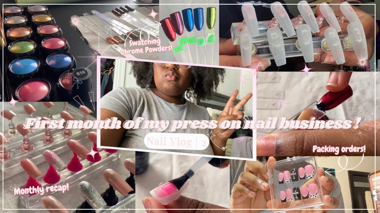 First month of my press on nail business | Packing orders, swatching chrome, and more!~ Nail Vlog 2✨