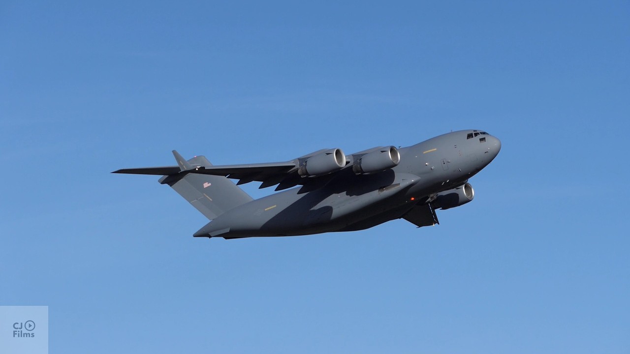 U.S. Air Force Boeing C-17A Globemaster III departure from Christchurch Airport 21 February 2026