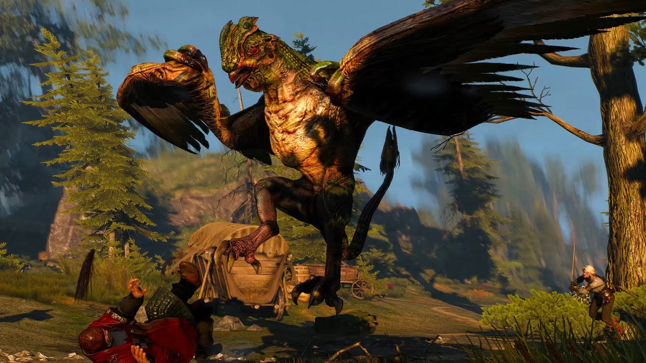 Witcher 3: Basilisk Boss Fight (Hard Mode) (4K 60fps)