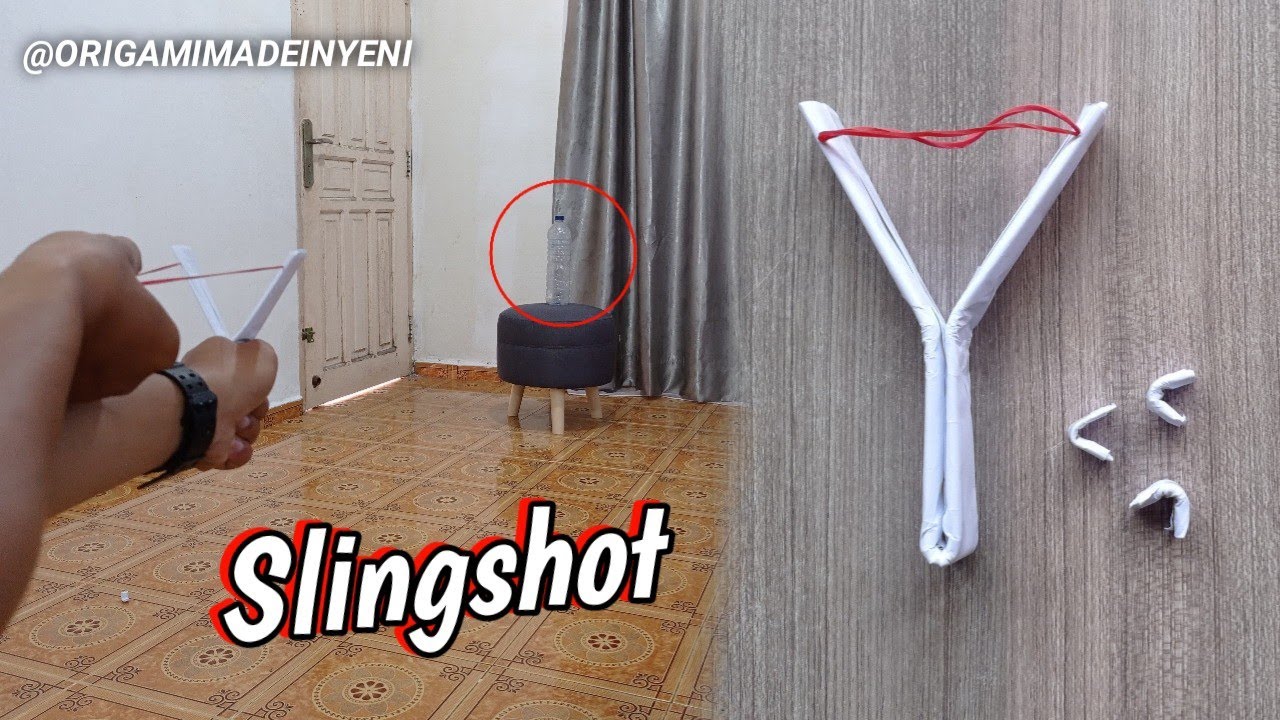 How to make a Simple Strong paper Slingshot, Paper Ninja Weapons