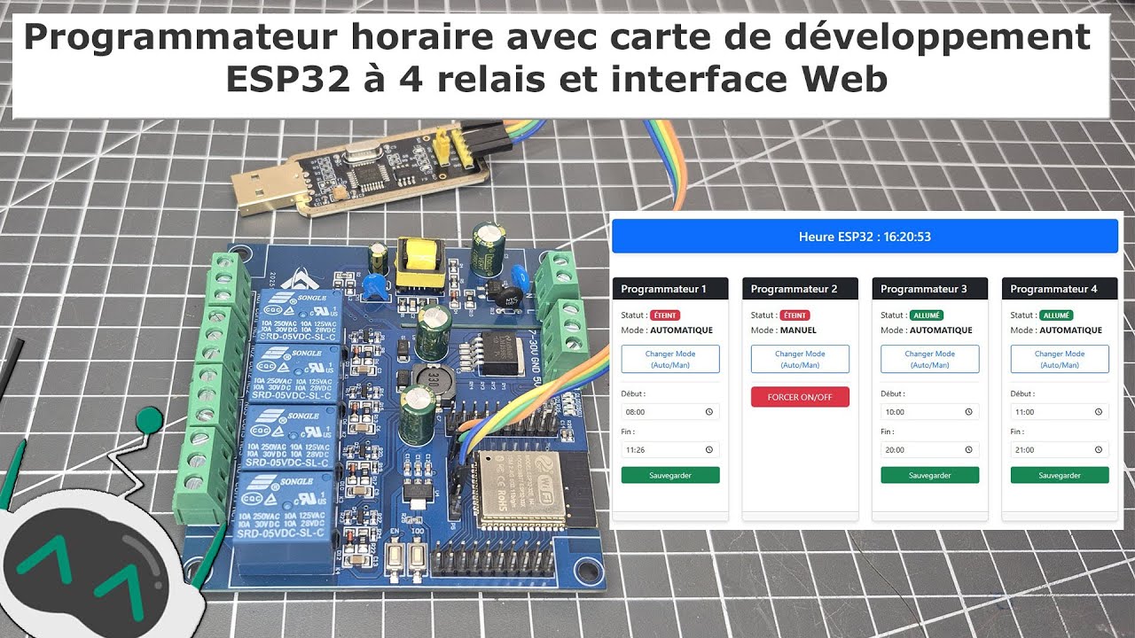 Programmateur horaire avec carte de développement ESP32 à 4 relais et interface Web