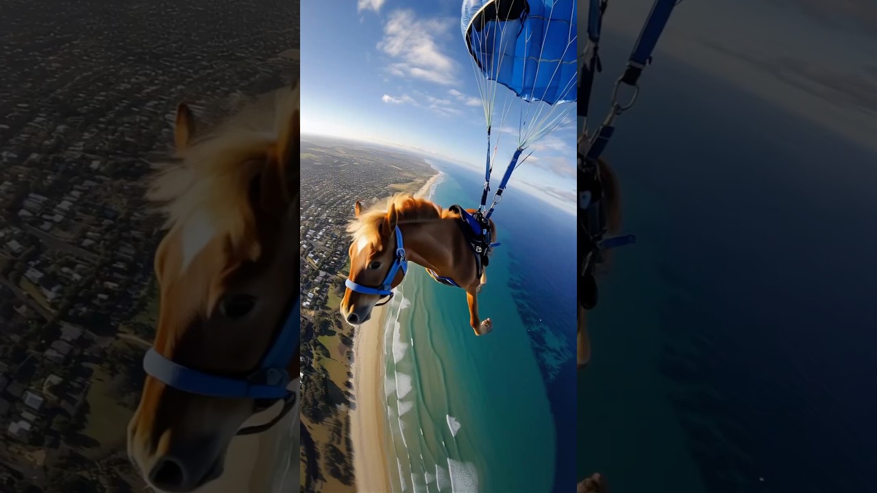 Skydiving Horses #flyinghorse #horseskydive #extremesports #epicskydive #crazystunts