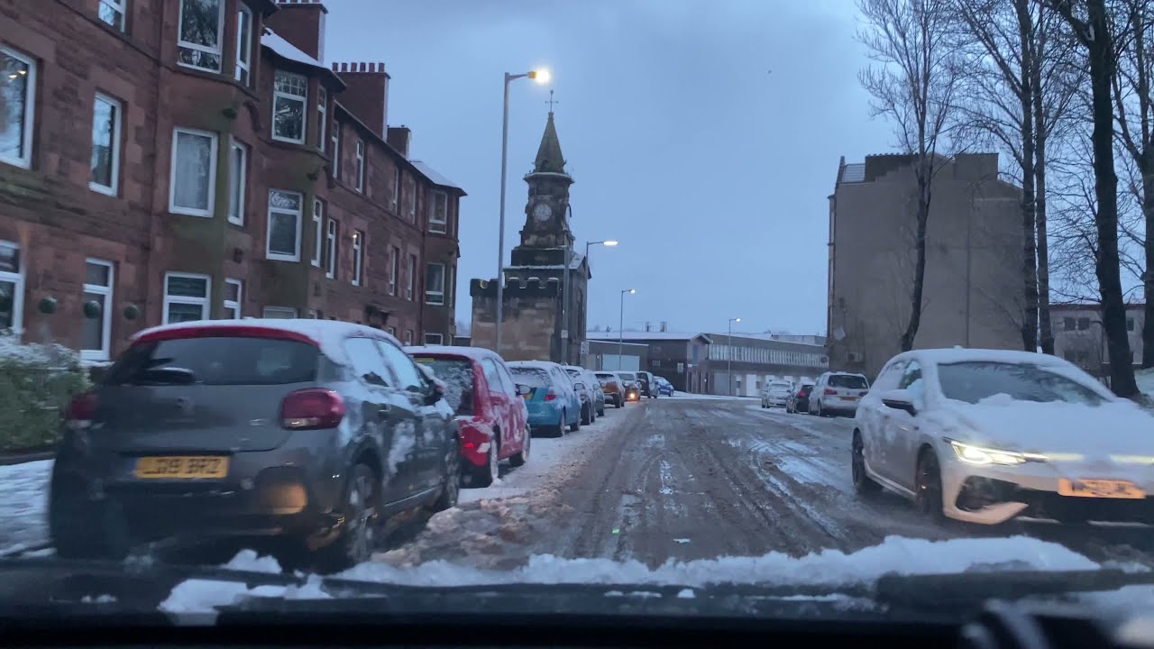 Driving in the West of Scotland - snowy rush hour driving - January 2022