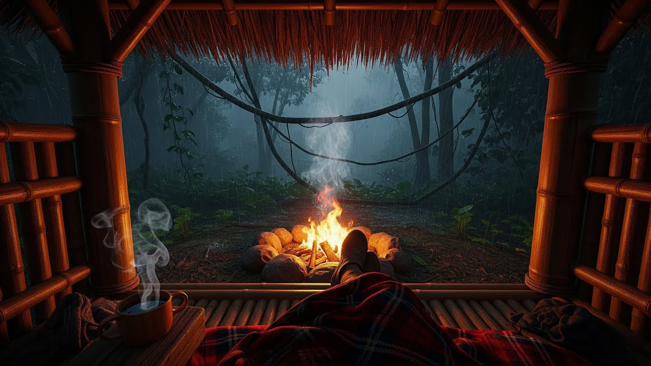 Rainy Night by the Fire | Ethnic Ambient Music with Bamboo Flute for Sleep & Meditation 5h