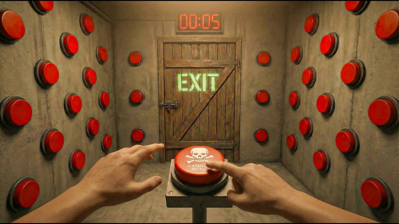 100 Button Door But... Only One Button Can Escape 😦🤔 | Button Prison