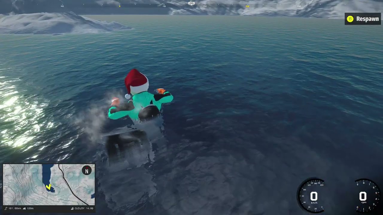 Sledders puddle jumping