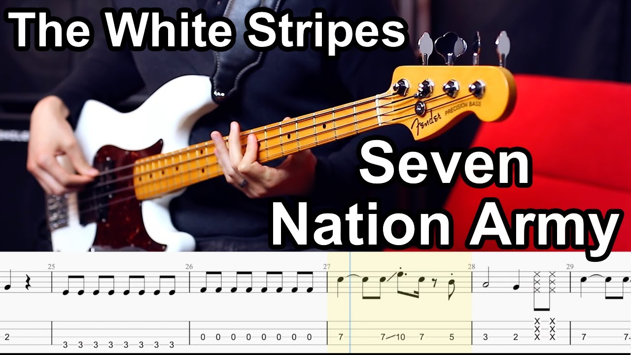 The White Stripes - Seven Nation Army // BASS COVER + Play-Along Tabs