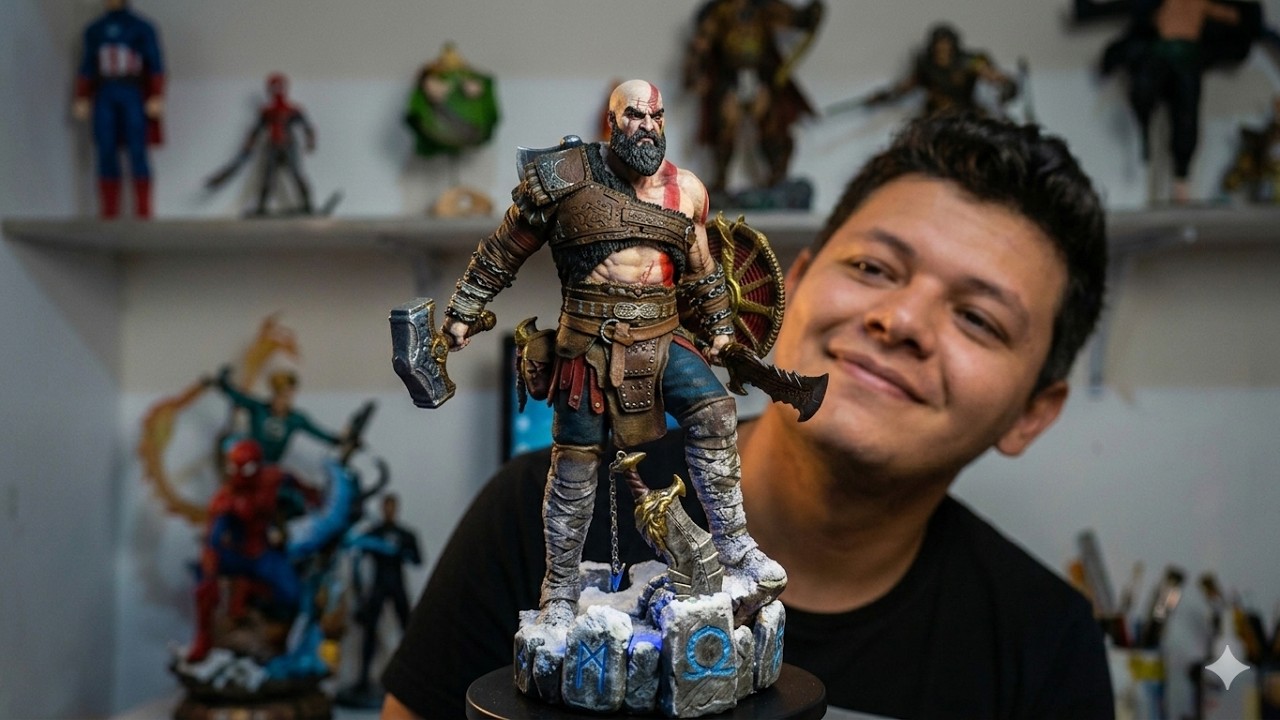 Transformando o Falcão da Marvel no kratos ( God of War Ragnarök ) - TOY MAKEOVER