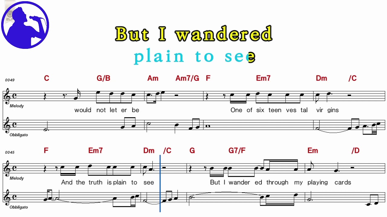 Procol Harum - A whiter shade of pale  karaoke sheet music for players,chorus added(Ye karaoke)