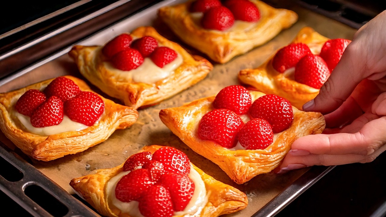 Das perfekte Dessert aus Blätterteig und Erdbeeren! Ich kann nicht glauben, wie einfach Desserte!