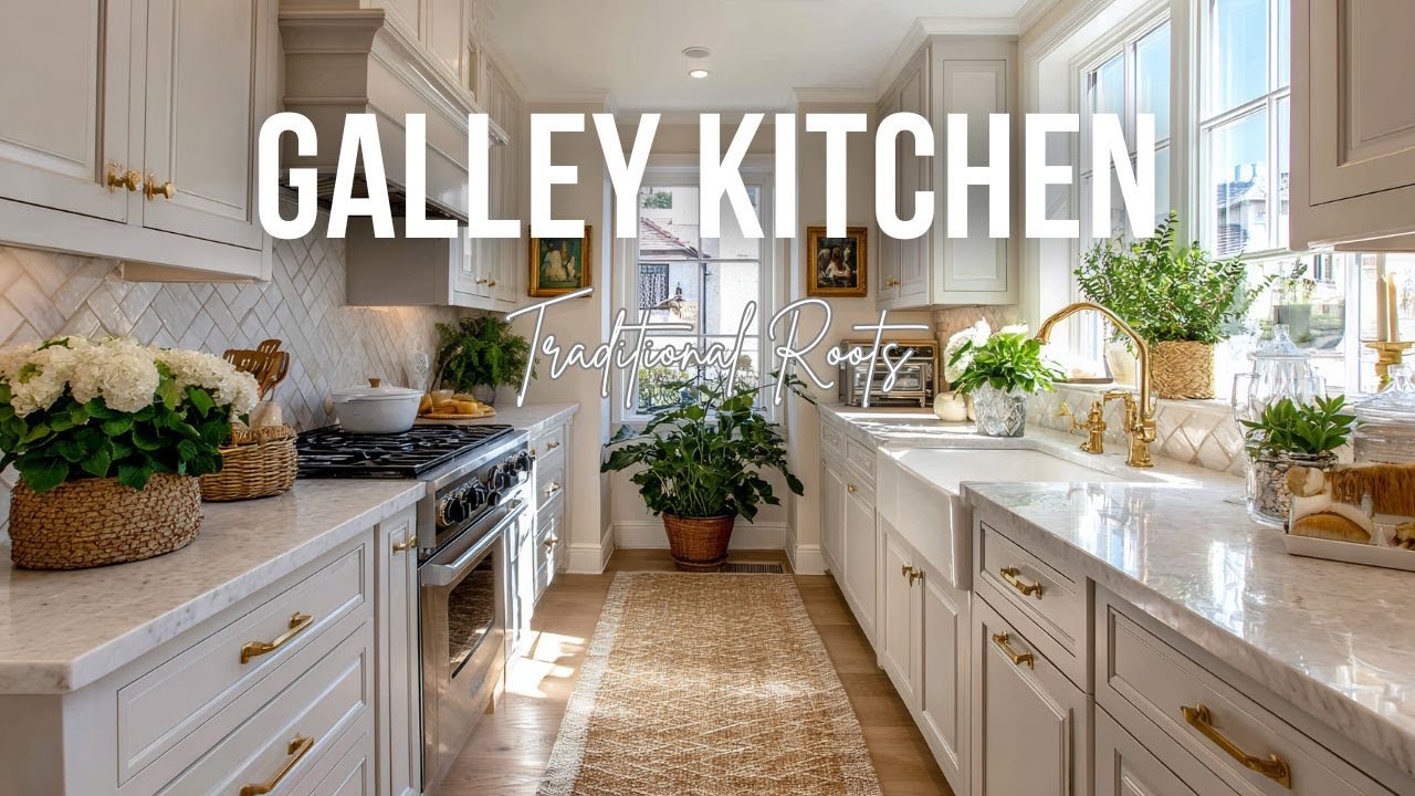 Soft Beige Galley Kitchen Design with Traditional Roots and Bright Compact Efficiency