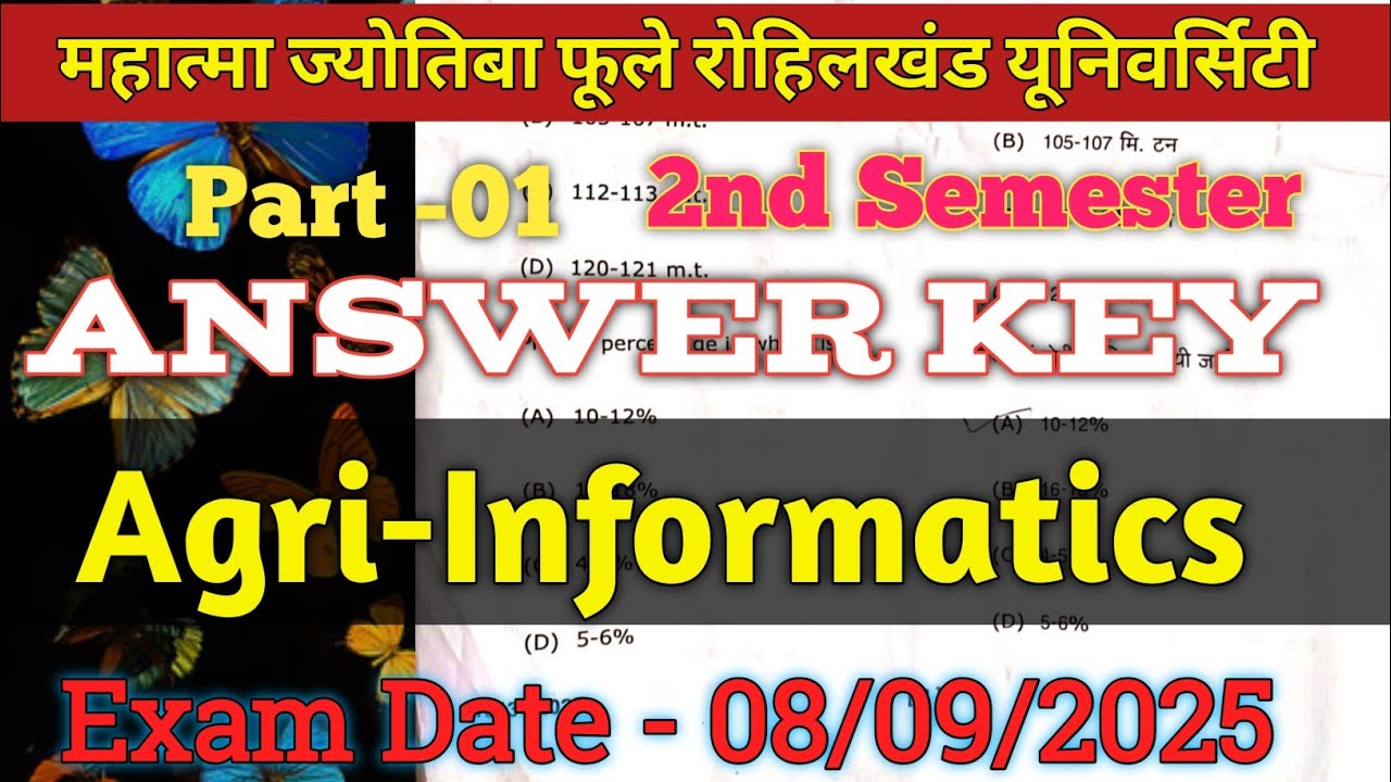 Answer Key 🗝️| Agri-Informatics Bsc Agriculture 2nd Semester Mjpru #mjpru_paper #samrateducation 