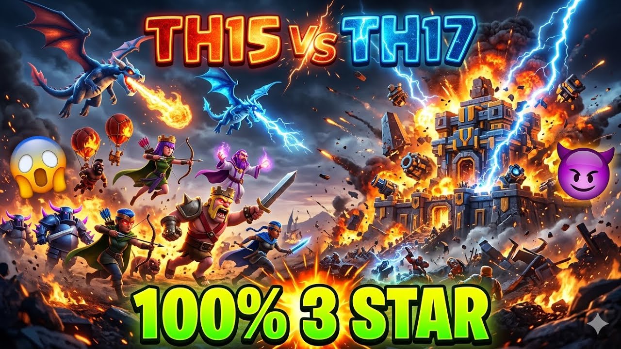 🔥 100% 3 Star Attack 😈 TH15 vs TH17 CWL War Strategy! 🔥