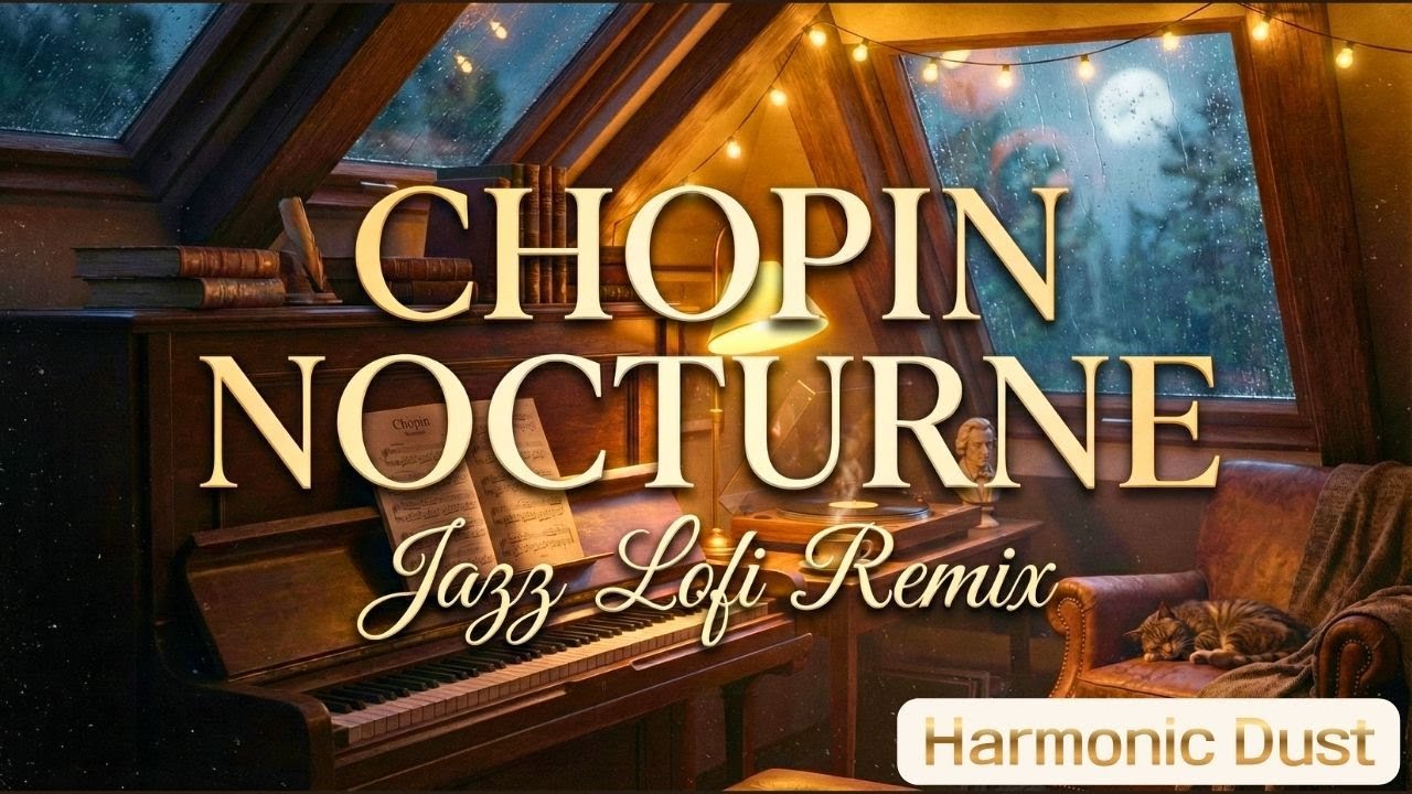 Chopin Jazz Lofi Nocturne with Rain Sounds (1 Hour)