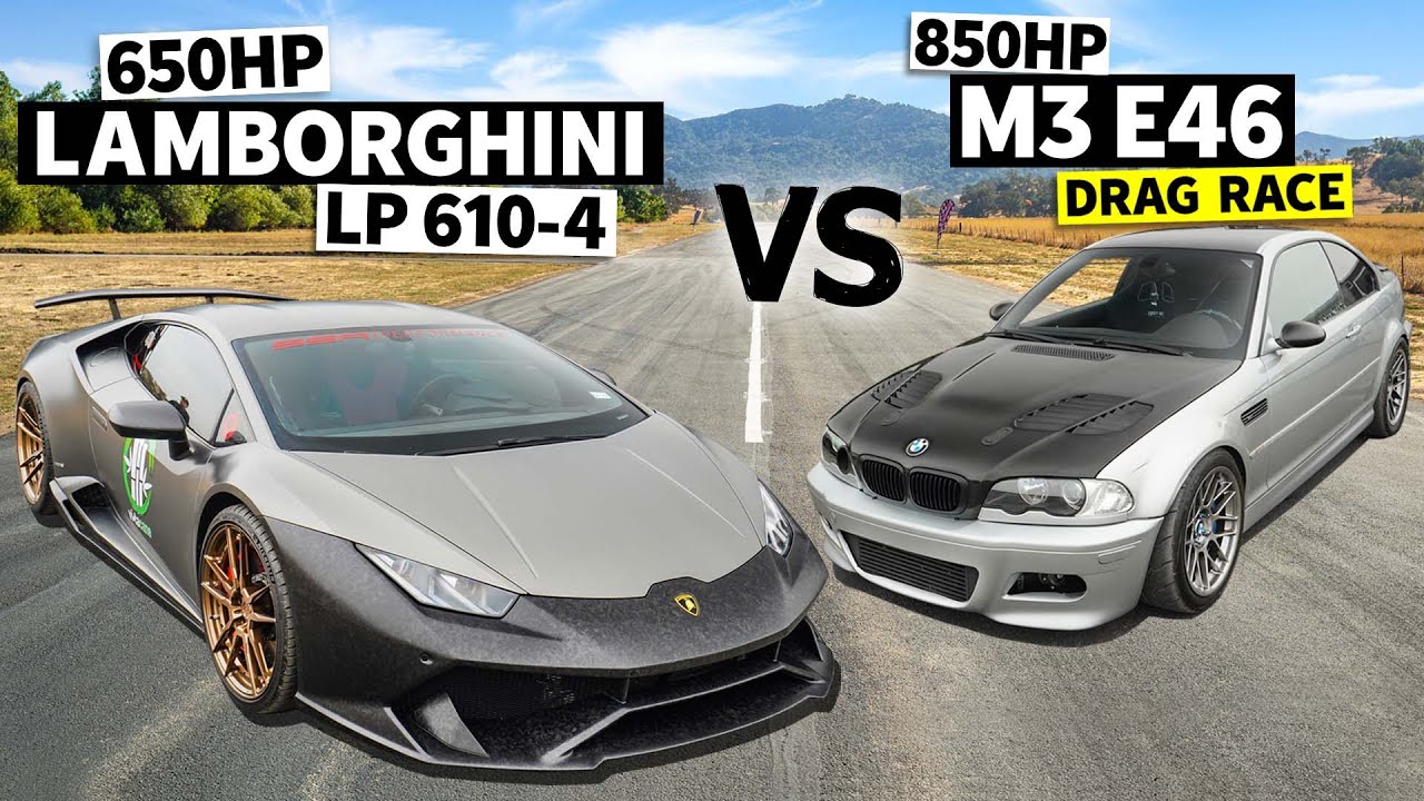 Lamborghini Hurricane LP 610-4 мощностью 650 л.с. против BMW M3 E46 мощностью 850 л.с. — гонка бе...