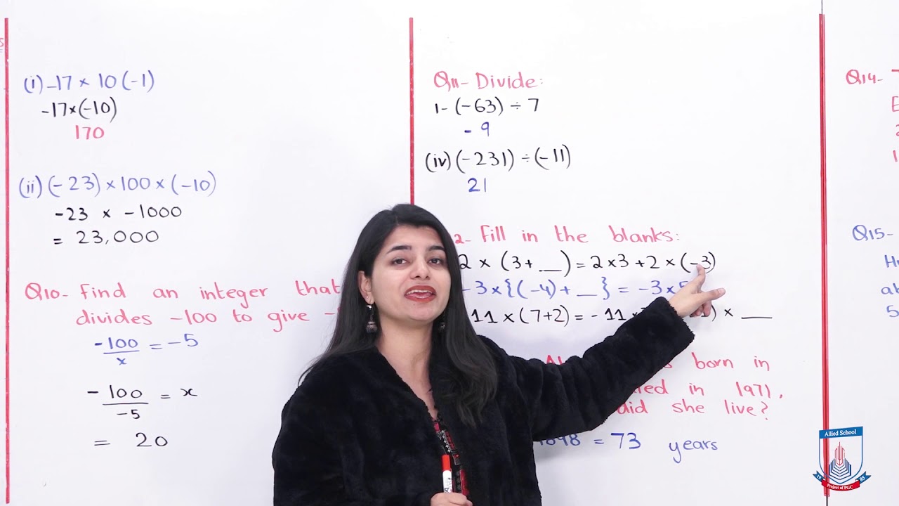 Class 6 - Mathematics - Chapter 5 - Lecture 4 - Exercise 5b (Q8 - Q15) - Allied Schools