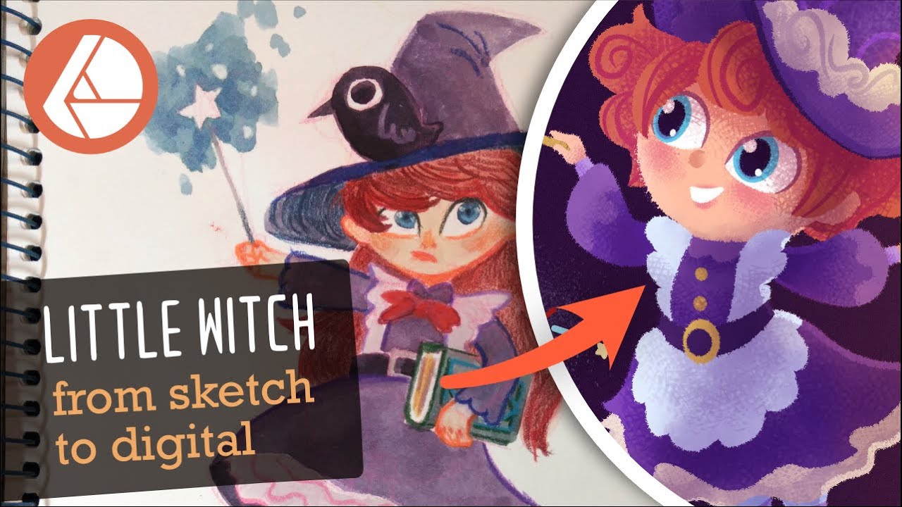 Little Witch from Sketch to Digital | Children's Book Art Style in Affinity Designer