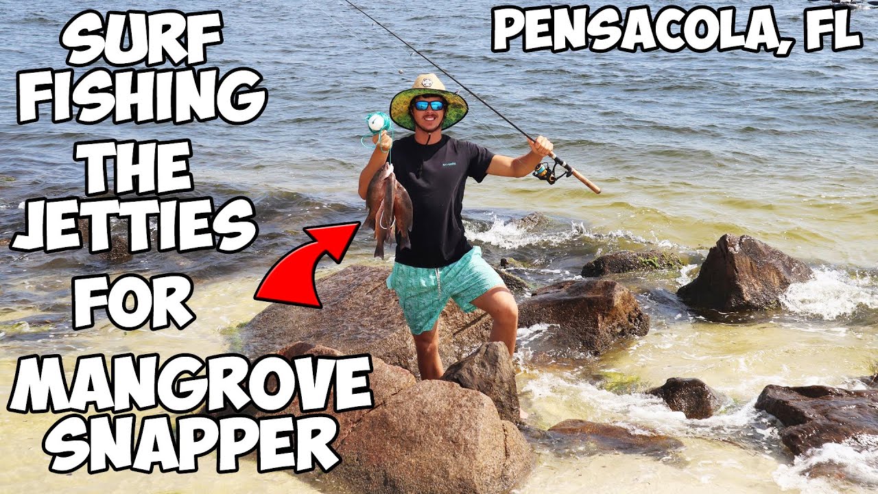 Surf Fishing The Jetties For Mangrove Snapper Using Live Pinfish! Pensacola Florida