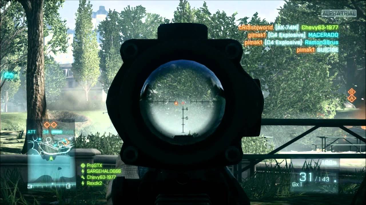 Battlefield 3 Alpha M16A4 with ACOG Sight Gameplay