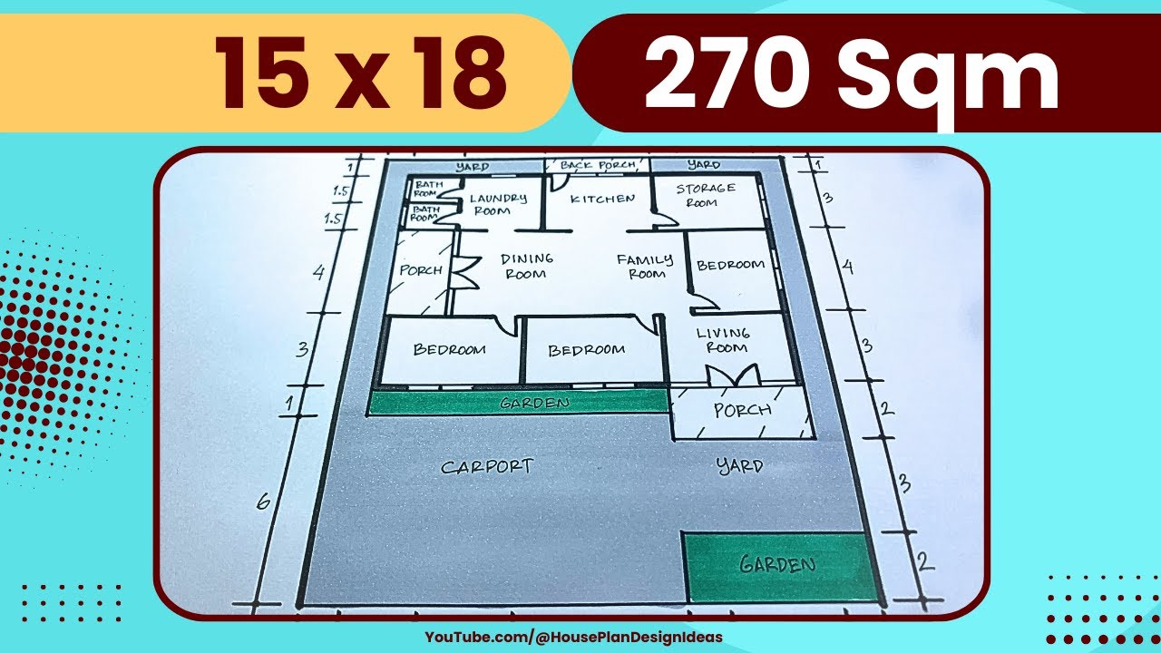 План дома 270 квадратных метров размером 15x18 метров 3 спальни