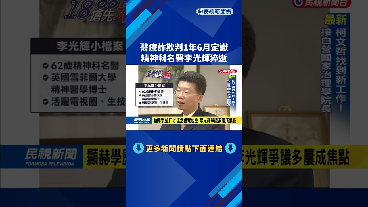醫療詐欺判1年6月定讞 精神科名醫李光輝猝逝－民視新聞