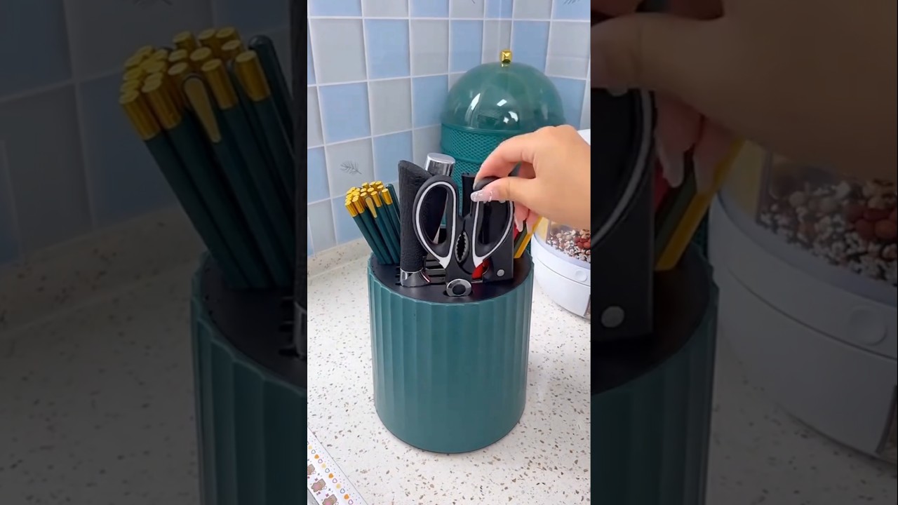 Organize Your Kitchen with This Rotating Knife Holder & Chopstick Container!