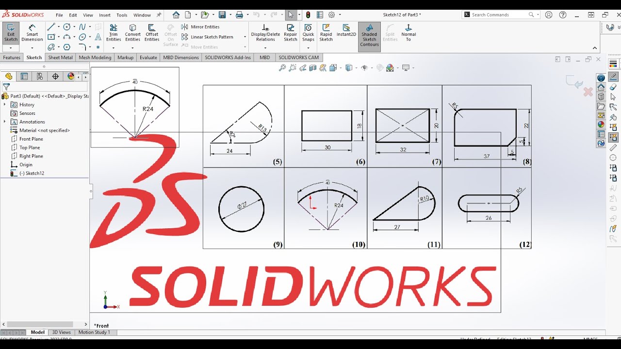 Introduction to SolidWorks Part2 - (Line, Rectangle, Arc)