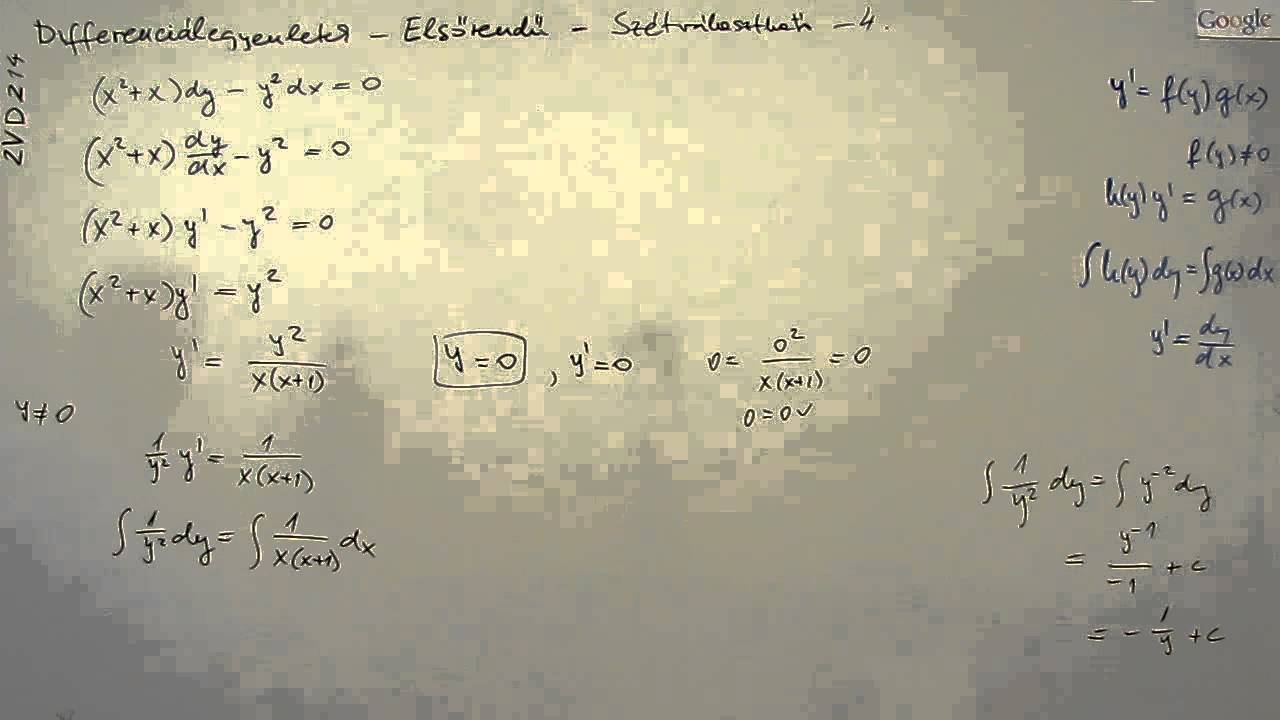 Kalkulus - M2 - Differenciálegyenlet - Elsőrendű - Szétválasztható -  4.
