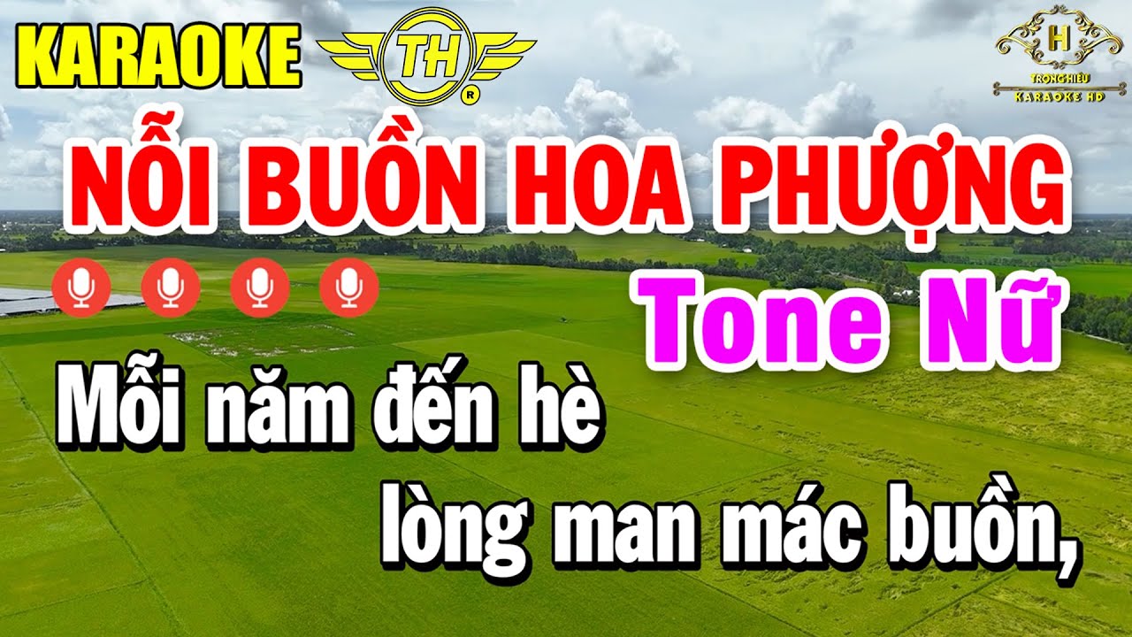 Nỗi Buồn Hoa Phượng Karaoke Tone Nữ ( Em ) Nhạc Sống Dễ Hát | Trọng Hiếu