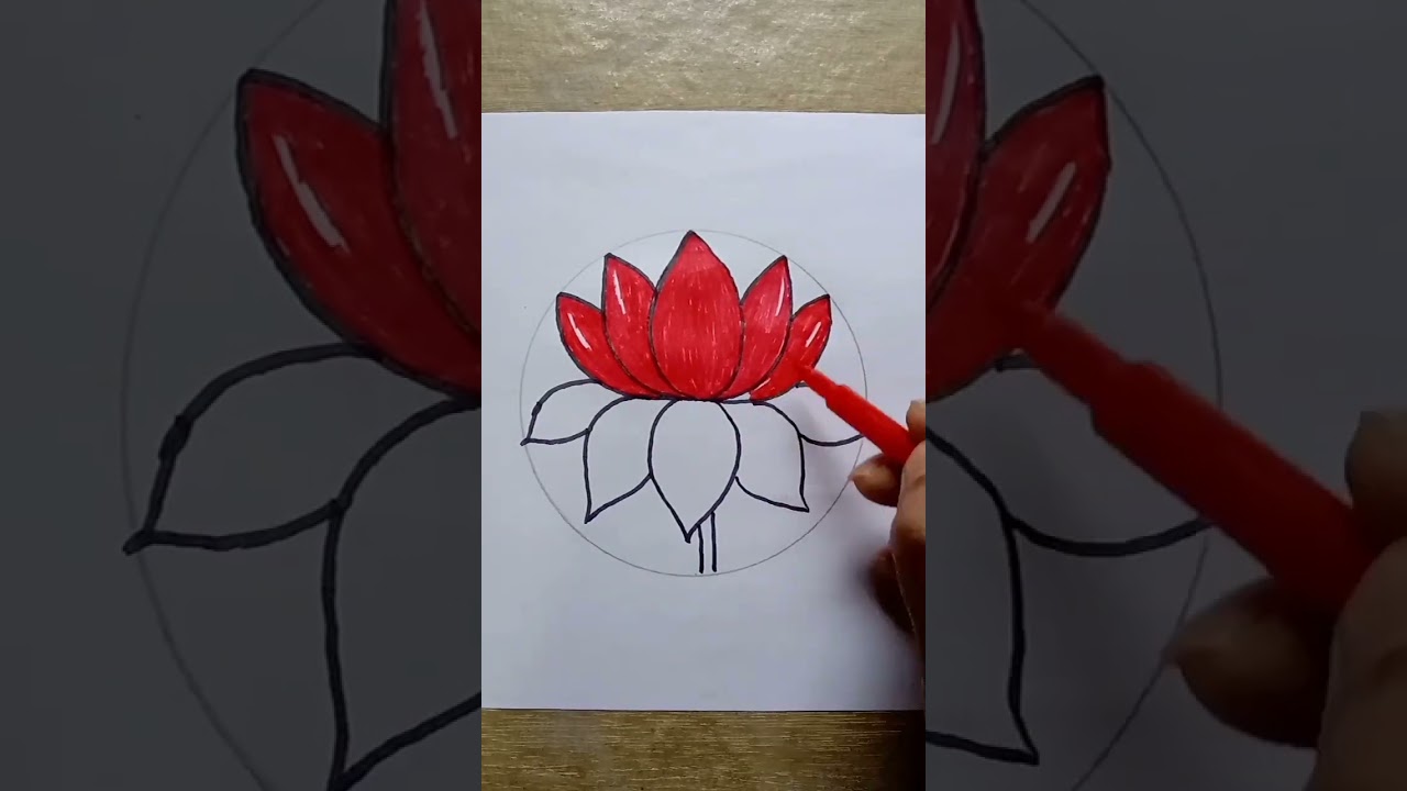 easy lotus drawing #viralvideo #youtubeshorts #shorts #shortvideo #lotusdrawing  #easyartwithbiplab