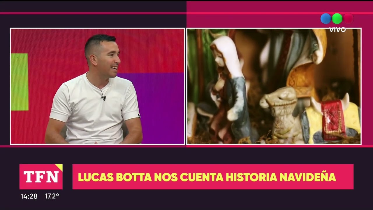 Lucas Botta nos cuenta historia navide&ntilde;a en el living de Telefe Noticias.