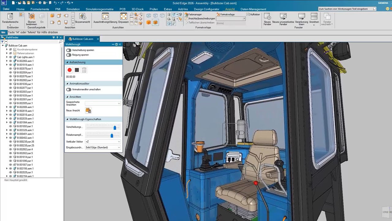 Neuer Walkthrough-Modus in Designcenter Solid Edge 2026