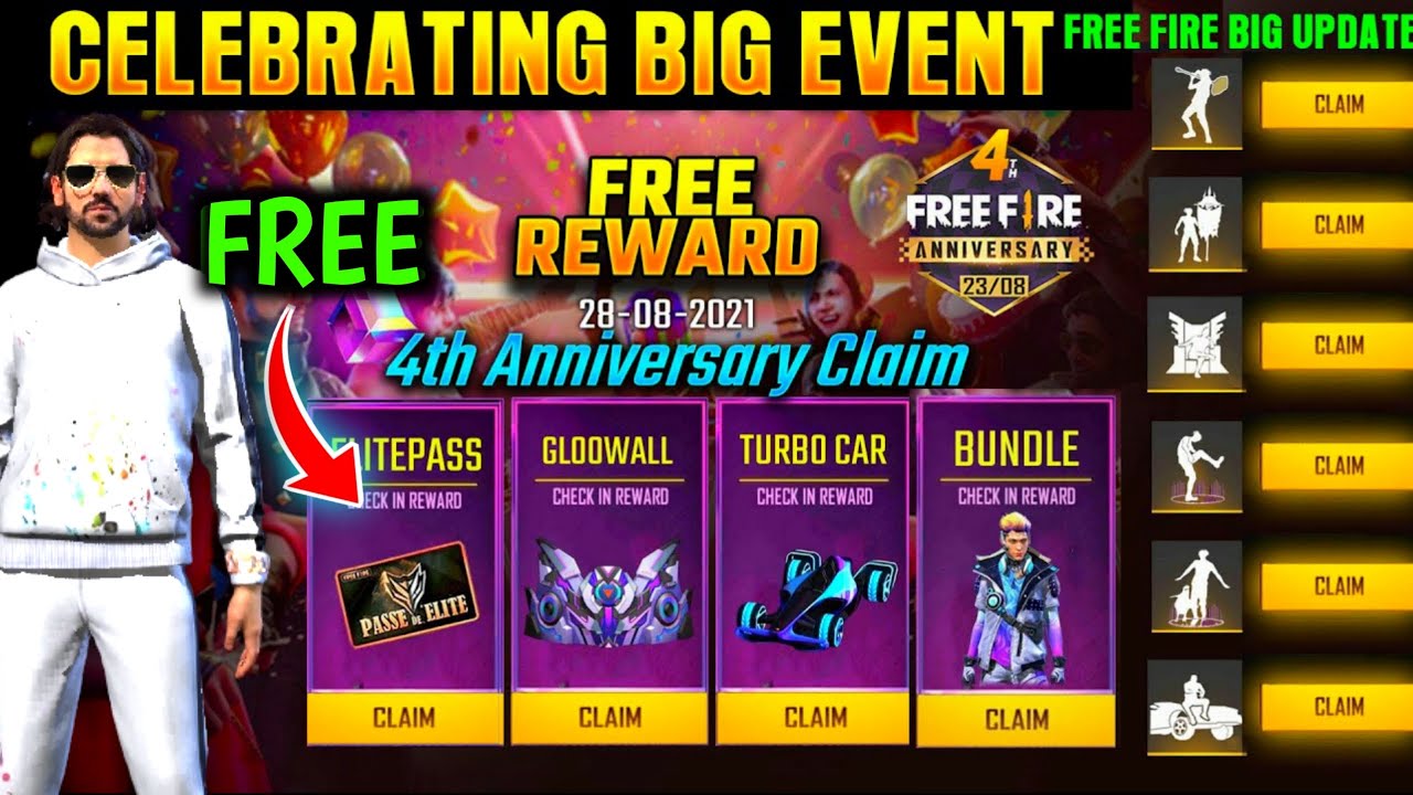 Free Fire 4th Anniversary Event | How To Claim 4th Anniversary Free Rewards | FF Anniversary 2021