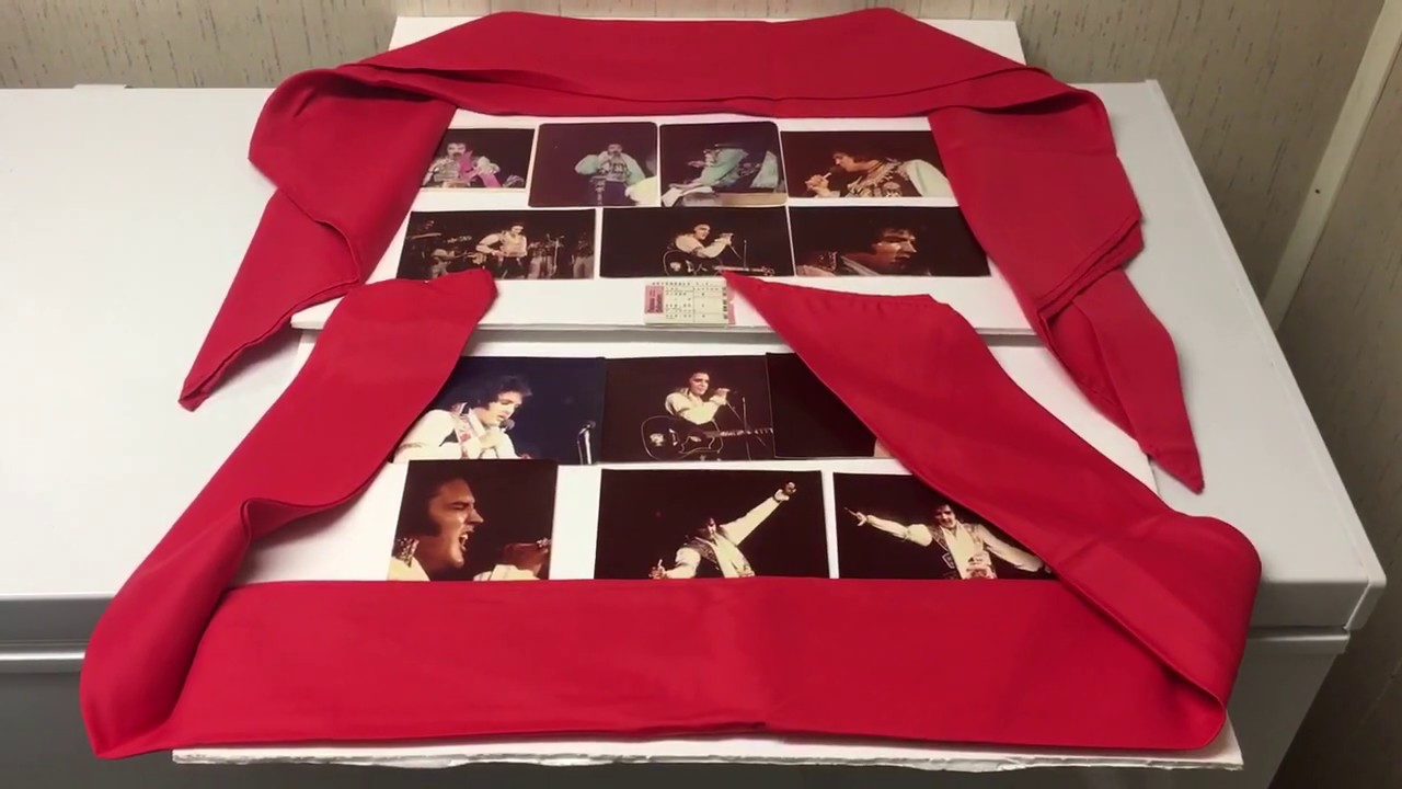 2 Red Elvis Presley Concert Scarves & Pics July 19, 1975. The King’s Court