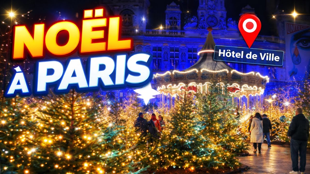 Hotel de ville, Paris 🇫🇷, 4K PARIS Christmas Lights