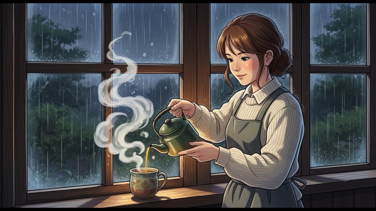 A shelter in the rain 🌧️| ASMR | Ghibli Style Video