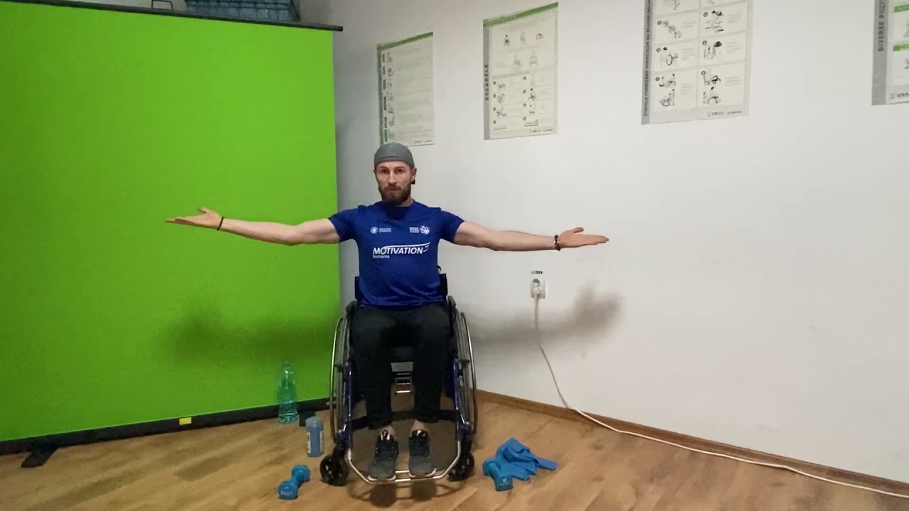 Tonifiere musculară în scaun rulant, pentru persoanele cu paraplegie. (I) Exerciții de încălzire