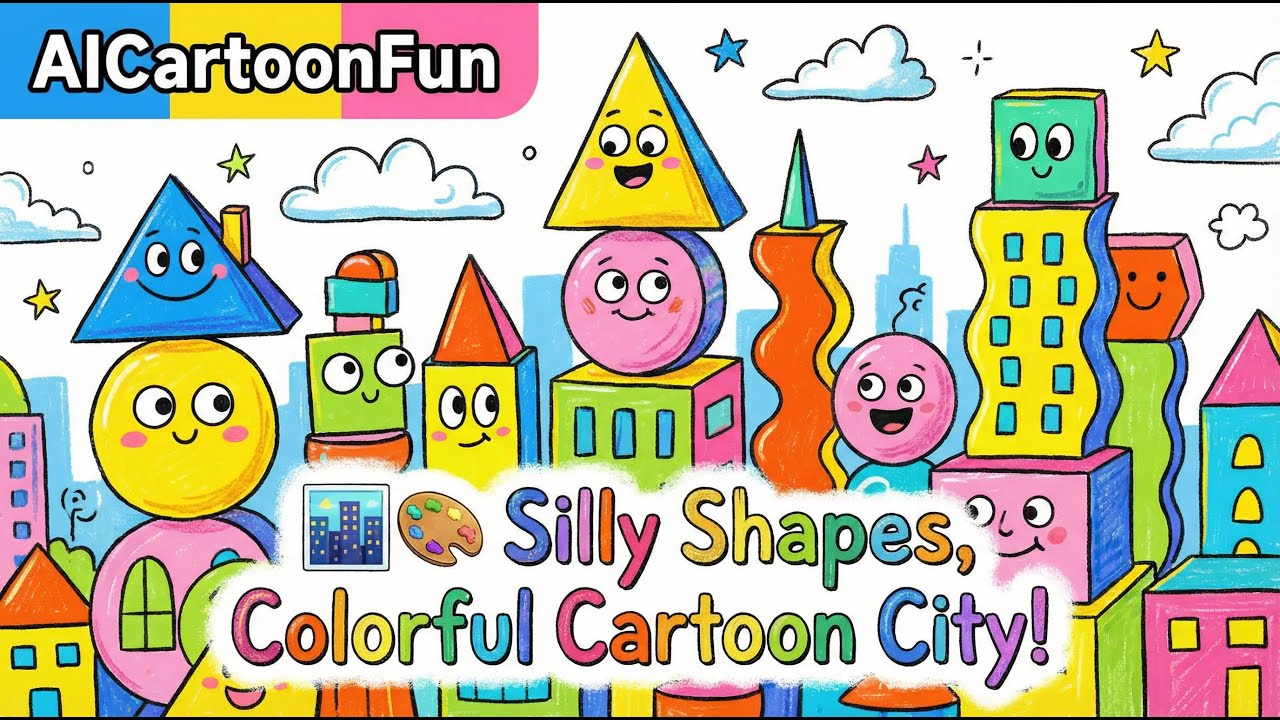 🏙️🎨 Silly Shapes Explore a Colorful Cartoon City! Fun Learning for Kids