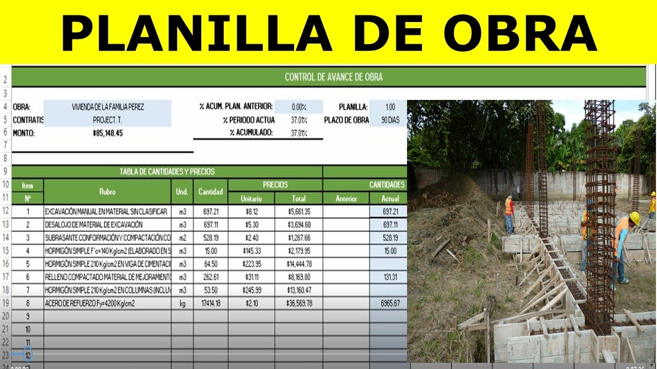 CONTROL DE OBRAS CON PLANILLAS