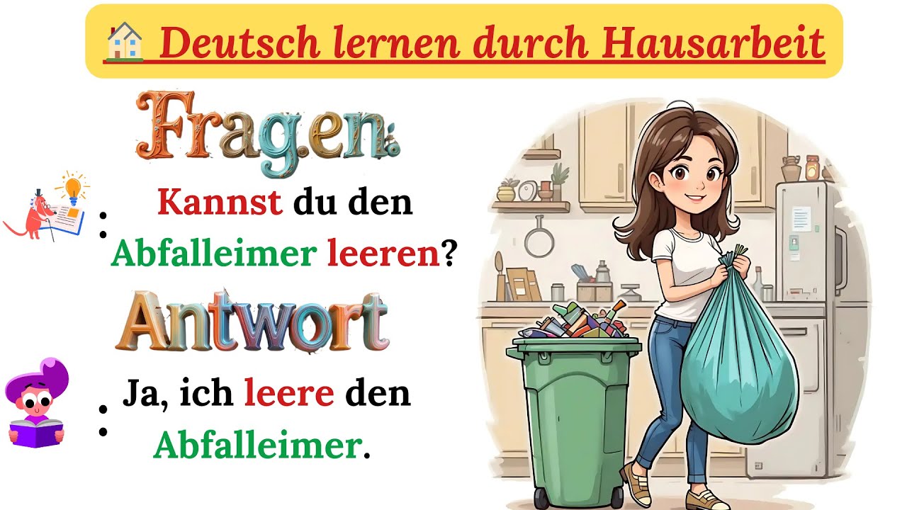 🏠 Deutsch lernen durch Hausarbeit | 120 wichtige Sätze für den Alltag! 🧹
