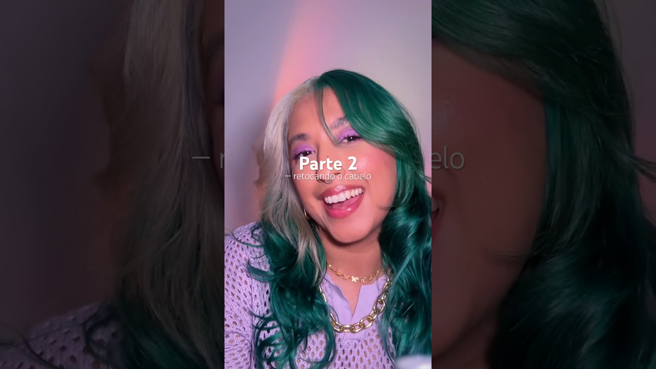 Parte 2 - Retocando o cabelo de verde!! 💚 #cabelosdescoloridos #cabeloverde #tonalizantes