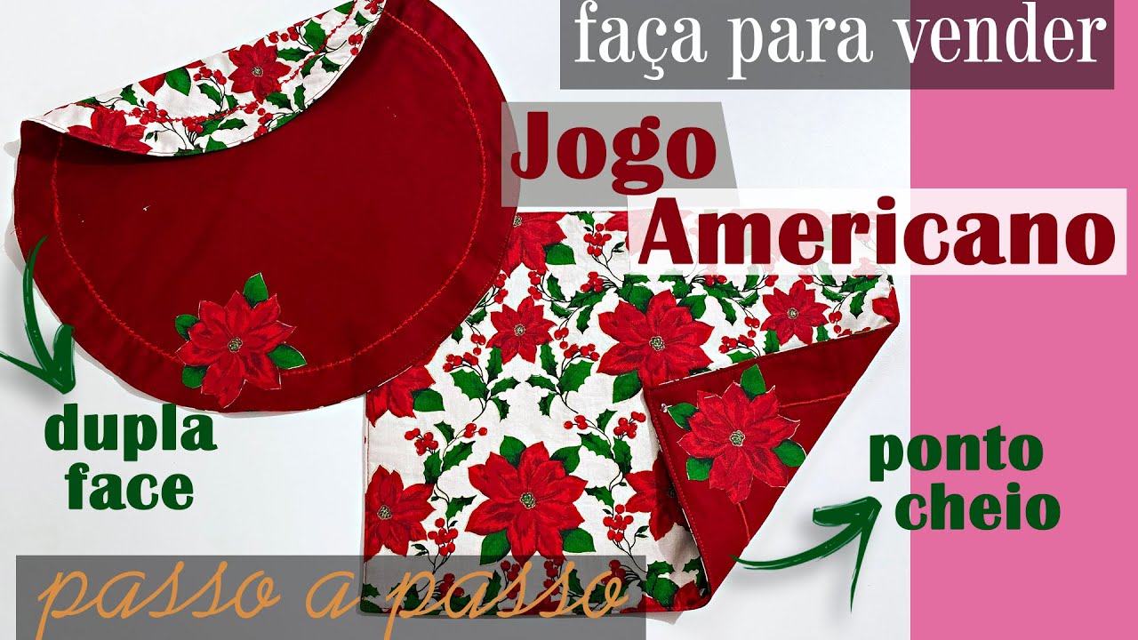 Como Fazer Jogo Americano Fácil Dupla Face com Ponto Cheio Passo a Passo [Redondo e Quadrado]